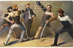 The "Mensur" (Fencing Bout), Both Duellists Hope They Will be Scarred for Life-Georg Muhlberg-Laminated Photographic Print