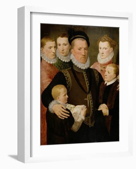 George, 5th Lord Seton (1531-95) and Family, 1572 (Panel)-Frans II Pourbus-Framed Giclee Print