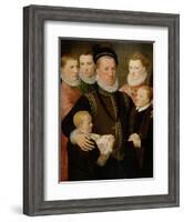 George, 5th Lord Seton (1531-95) and Family, 1572 (Panel)-Frans II Pourbus-Framed Giclee Print