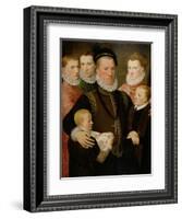 George, 5th Lord Seton (1531-95) and Family, 1572 (Panel)-Frans II Pourbus-Framed Giclee Print