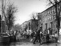 View from Above of Many Men Hard at Work Paving a Street-George B^ Brainerd-Photographic Print