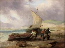 Coast Scene: Boats at the Entrance to a Harbour-George Balmer-Giclee Print