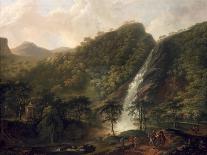 View of Powerscourt Waterfall-George Barret-Framed Stretched Canvas