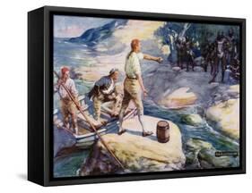 George Bass and Matthew Flinders Encounter a Group of Aborigines, Australia, 1790S-Joseph Ratcliffe Skelton-Framed Stretched Canvas