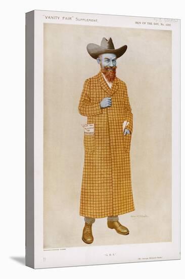 George Bernard Shaw British Playwright and Critic in a Long Check Coat-Alick P.f. Ritchie-Stretched Canvas