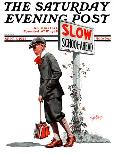 "Slow, School Ahead," Saturday Evening Post Cover, September 5, 1925-George Brehm-Giclee Print