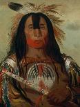 Comanche Warrior with a Shield, Lance and Bow and Arrows, c.1835-George Catlin-Giclee Print