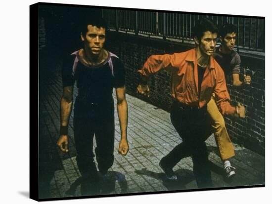 George Chakiris as Bernardo Leads Two Others Into Turf of Rival Gang in West Side Story-Gjon Mili-Stretched Canvas