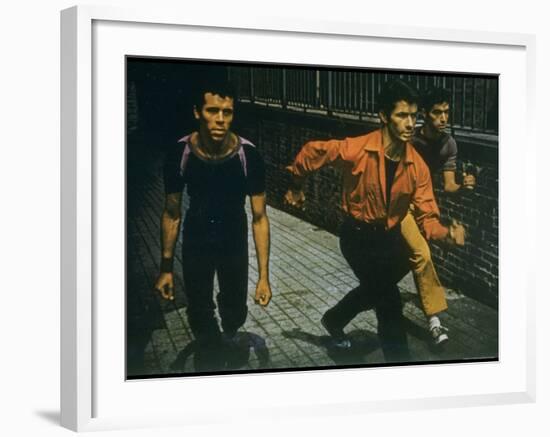 George Chakiris as Bernardo Leads Two Others Into Turf of Rival Gang in West Side Story-Gjon Mili-Framed Premium Photographic Print