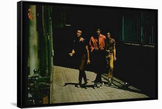 George Chakiris as Bernardo Leads Two Others Into Turf of Rival Gang in West Side Story-Gjon Mili-Framed Stretched Canvas