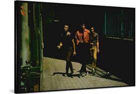 George Chakiris as Bernardo Leads Two Others Into Turf of Rival Gang in West Side Story-Gjon Mili-Stretched Canvas