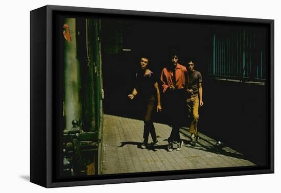 George Chakiris as Bernardo Leads Two Others Into Turf of Rival Gang in West Side Story-Gjon Mili-Framed Stretched Canvas