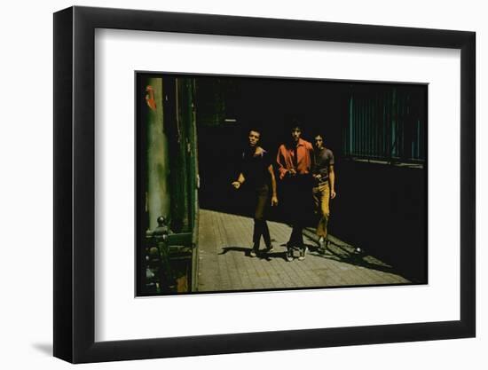 George Chakiris as Bernardo Leads Two Others Into Turf of Rival Gang in West Side Story-Gjon Mili-Framed Photographic Print