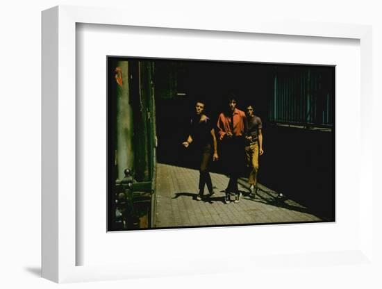 George Chakiris as Bernardo Leads Two Others Into Turf of Rival Gang in West Side Story-Gjon Mili-Framed Photographic Print