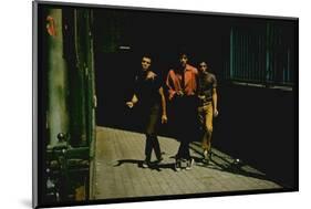 George Chakiris as Bernardo Leads Two Others Into Turf of Rival Gang in West Side Story-Gjon Mili-Mounted Photographic Print