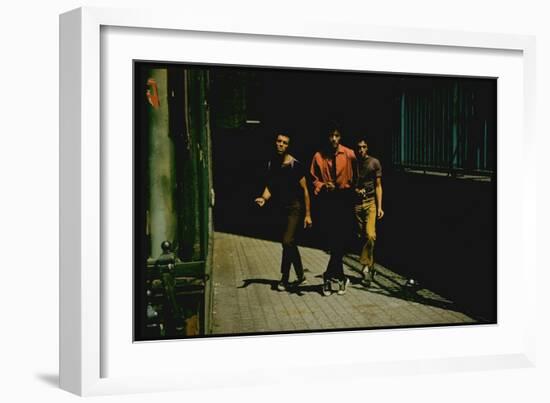 George Chakiris as Bernardo Leads Two Others Into Turf of Rival Gang in West Side Story-Gjon Mili-Framed Photographic Print