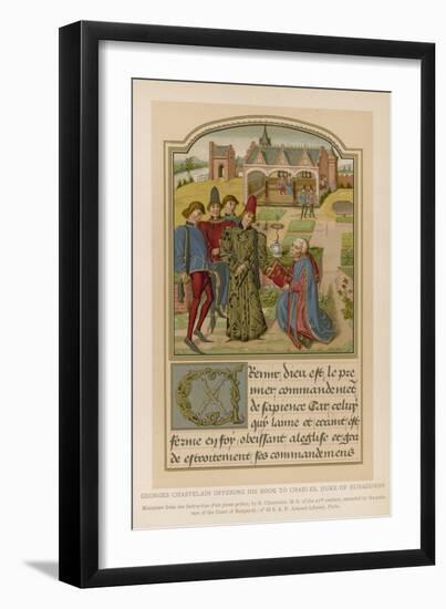 George Chastelain Offering His Book to Charles, Duke of Burgundy-null-Framed Giclee Print