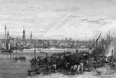 London Bridge under Construction, 1827-George Cooke-Giclee Print