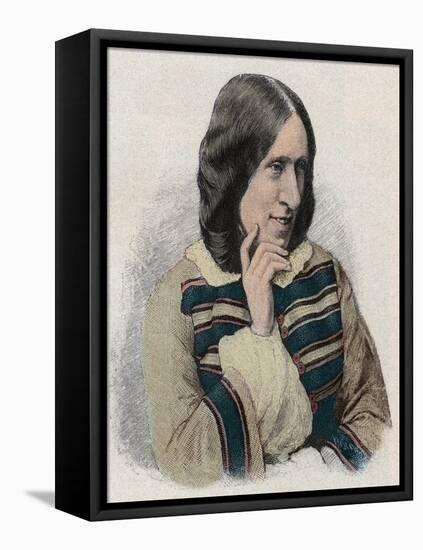 George Eliot - Portrait of the English Writer, Pseudonym of Mary Ann or Marian Evans-Stefano Bianchetti-Framed Stretched Canvas