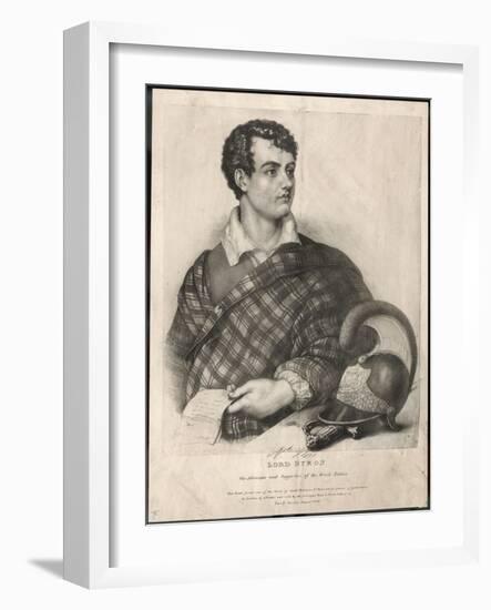 George Gordon Lord Byron English Poet as a Supporter of Greek Independence in 1826-A. Friedel-Framed Art Print