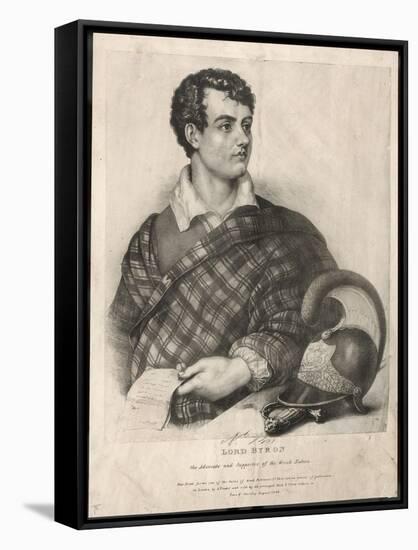 George Gordon Lord Byron English Poet as a Supporter of Greek Independence in 1826-A. Friedel-Framed Stretched Canvas