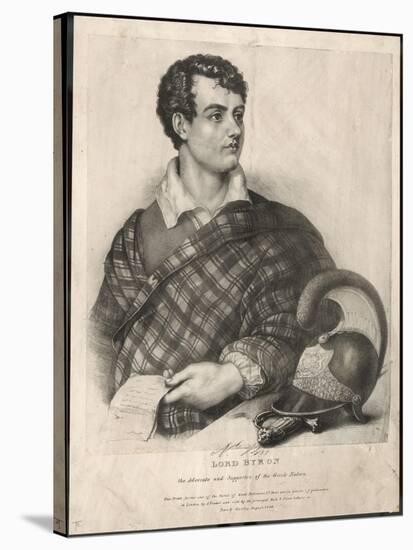 George Gordon Lord Byron English Poet as a Supporter of Greek Independence in 1826-A. Friedel-Stretched Canvas