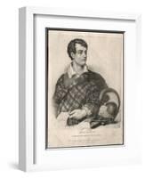 George Gordon Lord Byron English Poet as a Supporter of Greek Independence in 1826-A. Friedel-Framed Art Print