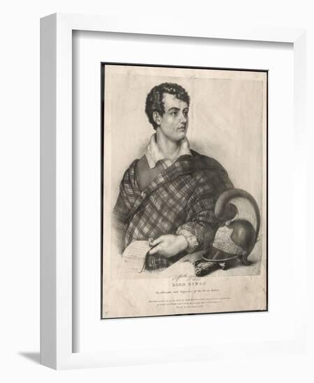 George Gordon Lord Byron English Poet as a Supporter of Greek Independence in 1826-A. Friedel-Framed Art Print