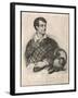 George Gordon Lord Byron English Poet as a Supporter of Greek Independence in 1826-A. Friedel-Framed Art Print