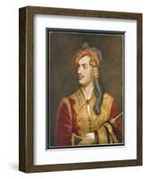 George Gordon Lord Byron English Poet Depicted Here in His Costume as a Greek Patriot-T. Phillips-Framed Photographic Print