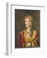 George Gordon Lord Byron English Poet Depicted Here in His Costume as a Greek Patriot-T. Phillips-Framed Photographic Print