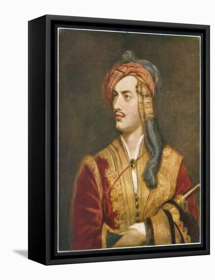 George Gordon Lord Byron English Poet Depicted Here in His Costume as a Greek Patriot-T. Phillips-Framed Stretched Canvas