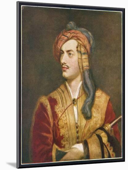 George Gordon Lord Byron English Poet Depicted Here in His Costume as a Greek Patriot-T. Phillips-Mounted Photographic Print