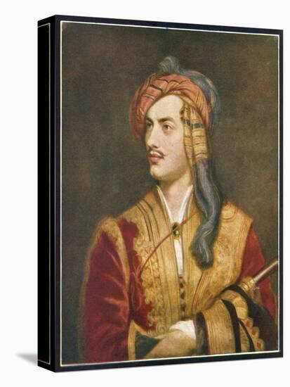 George Gordon Lord Byron English Poet Depicted Here in His Costume as a Greek Patriot-T. Phillips-Stretched Canvas