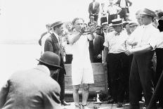 Harry Houdini being handcuffed before being nailed into a crate and lowered into New York Bay, 1912-George Grantham Bain-Photographic Print