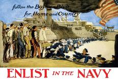 Follow the Boys in Blue for Home and Country, Enlist in the Navy Poster-George Hand Wright-Giclee Print