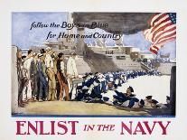 Follow the Boys in Blue for Home and Country, Enlist in the Navy Poster-George Hand Wright-Laminated Giclee Print