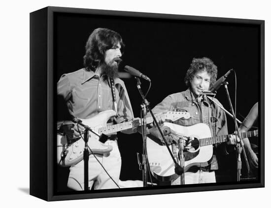 George Harrison and Bob Dylan during the Concert for Bangladesh at Madison Square Garden-Bill Ray-Framed Stretched Canvas