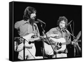 George Harrison and Bob Dylan during the Concert for Bangladesh at Madison Square Garden-Bill Ray-Framed Stretched Canvas