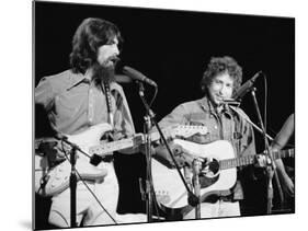 George Harrison and Bob Dylan during the Concert for Bangladesh at Madison Square Garden-Bill Ray-Mounted Premium Photographic Print