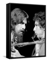 George Harrison and Bob Dylan Performing Together at Rock Concert Benefiting Bangladesh-Bill Ray-Framed Stretched Canvas
