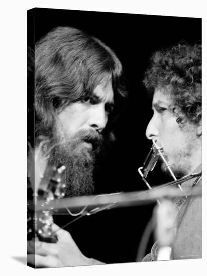 George Harrison and Bob Dylan Performing Together at Rock Concert Benefiting Bangladesh-Bill Ray-Stretched Canvas