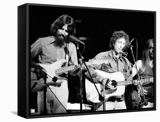George Harrison, Bob Dylan and Leon Russell Performing for Bangladesh at Madison Square Garden-Bill Ray-Framed Stretched Canvas