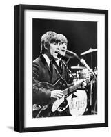 George Harrison (Left) and John Lennon of the Beatles-null-Framed Premium Photographic Print