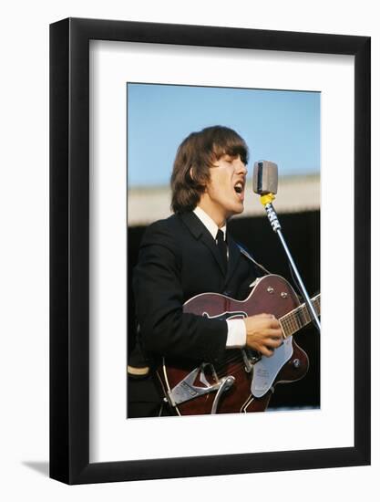 George Harrison Playing Guitar and Singing-null-Framed Photographic Print