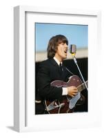 George Harrison Playing Guitar and Singing-null-Framed Photographic Print