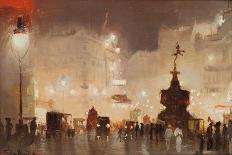 Piccadilly Circus (Oil on Board)-George Hyde Pownall-Giclee Print