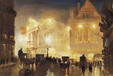 Piccadilly Circus (Oil on Board)-George Hyde Pownall-Mounted Giclee Print