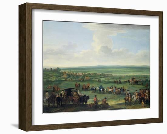 George I (1660-1727) at Newmarket, 4th or 5th October 1717, c.1717-John Wootton-Framed Giclee Print