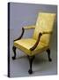 George II Style Armchair, Carved Wood, Padded Arms and Upholstered Back and Seat, Ca 1750-null-Stretched Canvas